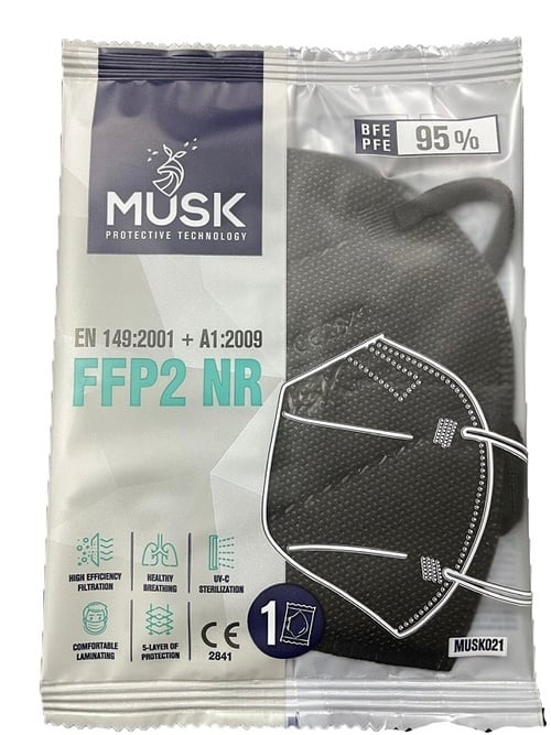 MASCHERINA FFP2 NERA MUSK 10PZ